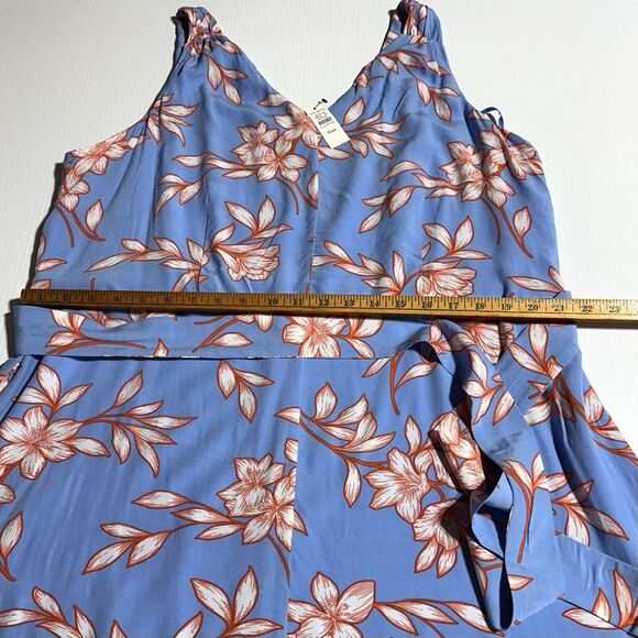 Talbots Dress Size 16 WP Petite Sleeveless Tie Belt Blue Floral Hibiscus NWT - Picture 6 of 11